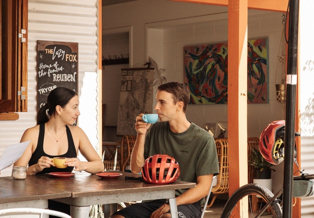 By Earth and Ocean Bike Tours in Noosa Hinterland have a coffee or lunch along the way
