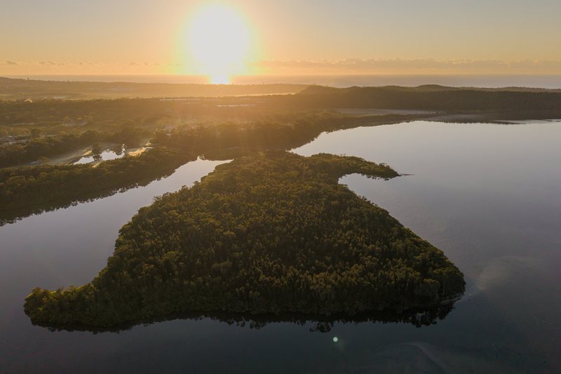 Sunrise over Lake Weyba and its mangrove islands, the southern end of the Noosa Everglades