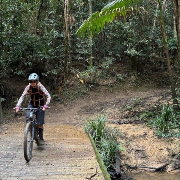 By Earth and Ocean Bike Tours in Noosa Hinterland trails over the creeks
