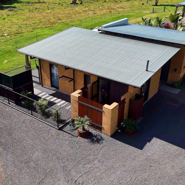 Mayan Farm villa from the air, Kin Kin, Noosa Hinterland accommodation