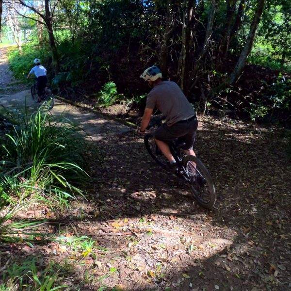 Rider on forest singletrack, Noosa Hinterland multi-day bike journey